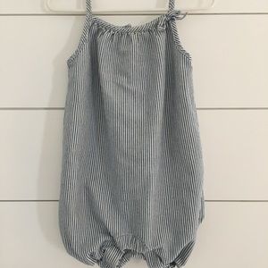 Denim Stripe Bubble Romper | 18-24 Mos
